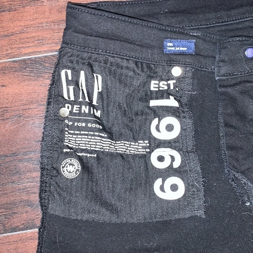 Gap Cotton Denim Black True Skinny Jeans, sz 29 Long/ 48/75cm.